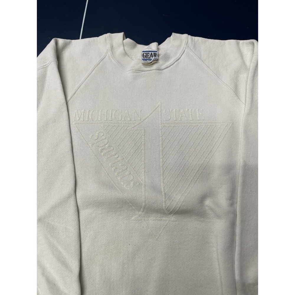 Vintage 90s Michigan State Spartans Crewneck Sweatshirt Faded Distressed L